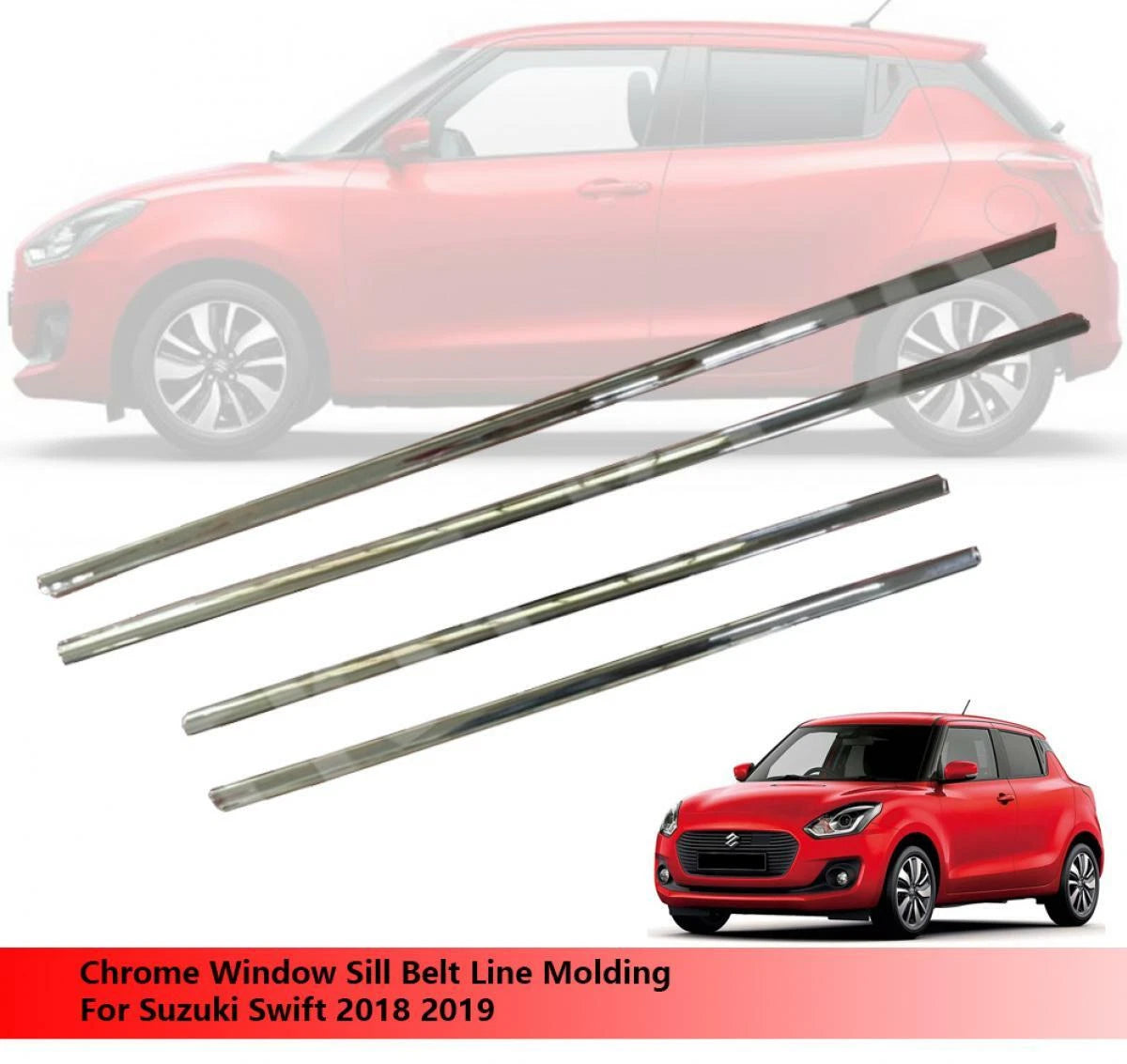 Chrome Door Window Sill Molding for Suzuki Swift (2017-2019)