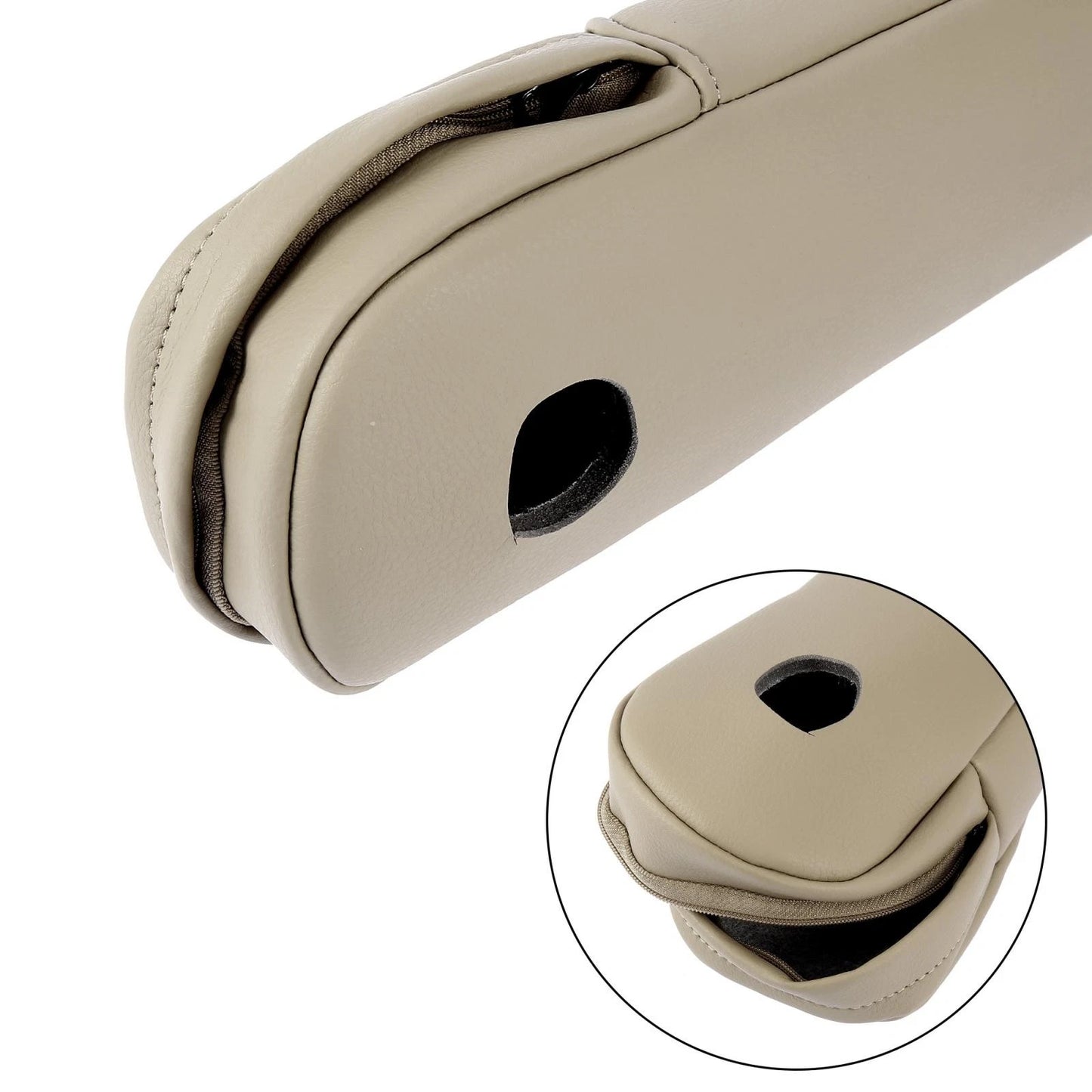 Microfiber Leather Car Front Seat Armrest Cover Beige for Honda CR-V (2007-2009)