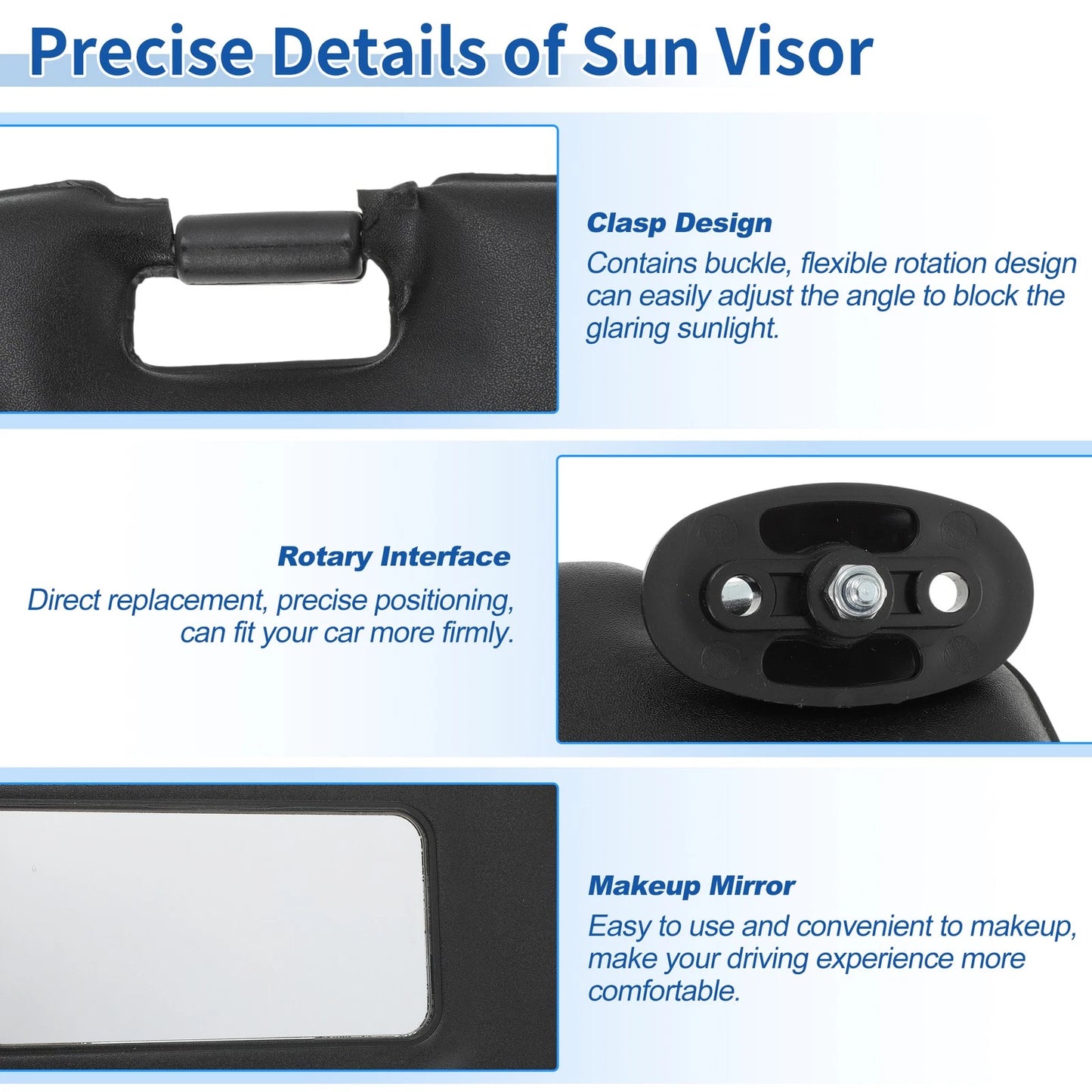 Left & Right Sun Visors for Honda Civic (1996-2000) Black  No.83230-S01-A32ZC