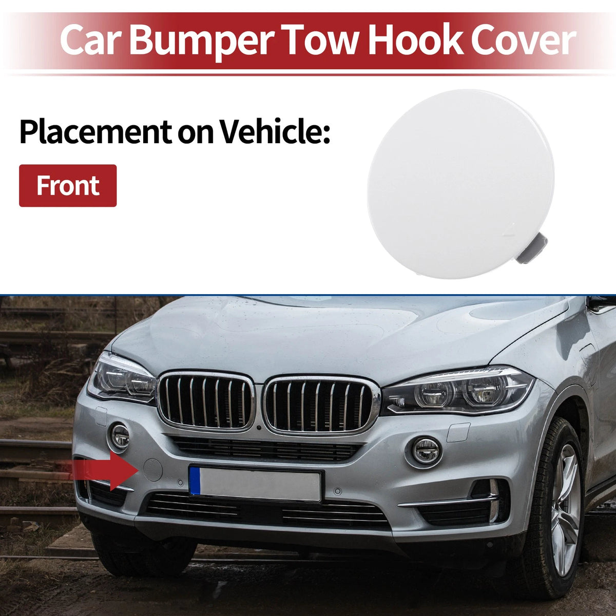 Tow Hook Cover for BMW X5 F15 M (2014-2018) White 1 Pc