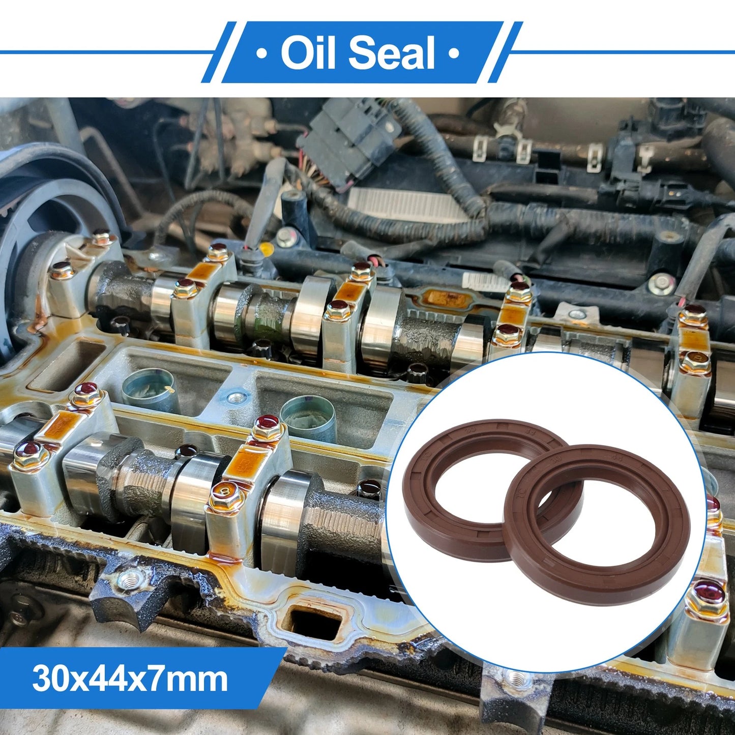 Oil Seal 30x44x7mm FKM Brown 2 x Seal Ring