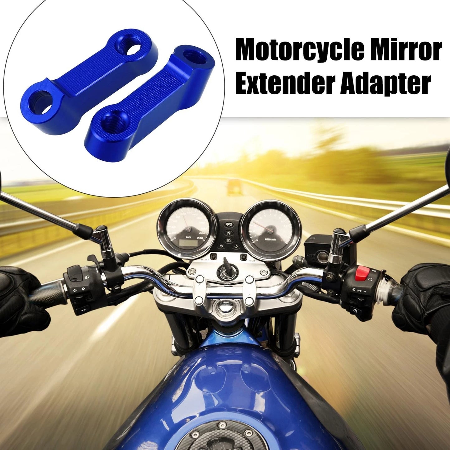 Pair 10mm 8mm Mirror Extender Adapter for Honda Yamaha