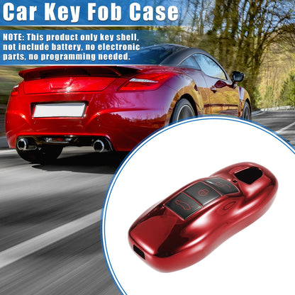 3 Button Car Remote Key Fob Cover for Porsche Macan TPU Red (2014-2022)