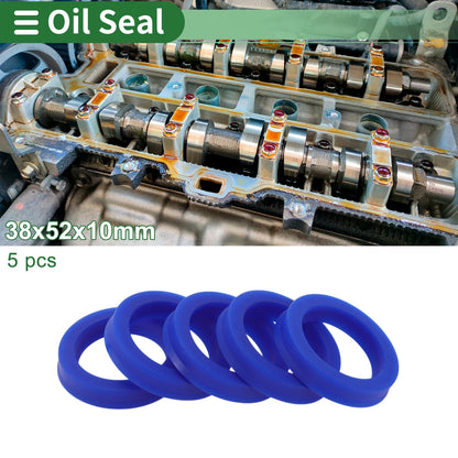 Oil Seal TPU 38x52x10mm Rotary Shaft Seal Blue 5 Pcs