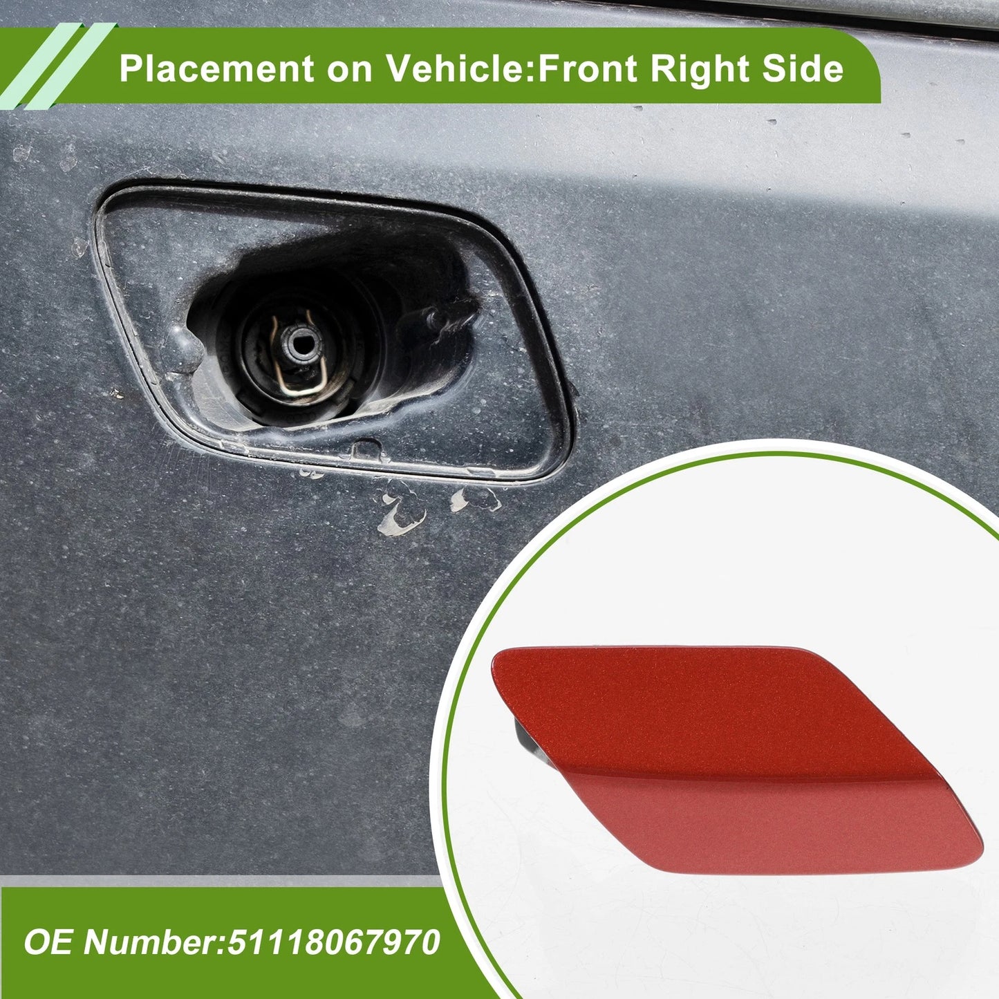 Front Right Washer Nozzle Cover for BMW 320i (2013-2018) Red