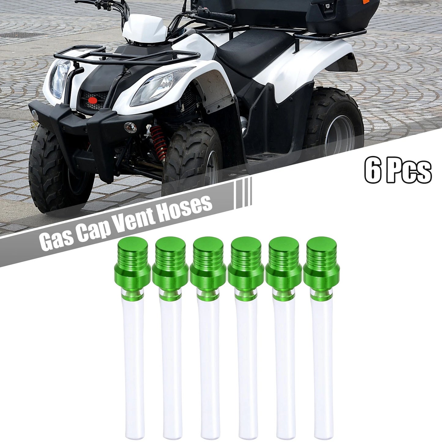 6pcs Gas Fuel Cap Air Vent Hose Breather One Way Clear Tube Green