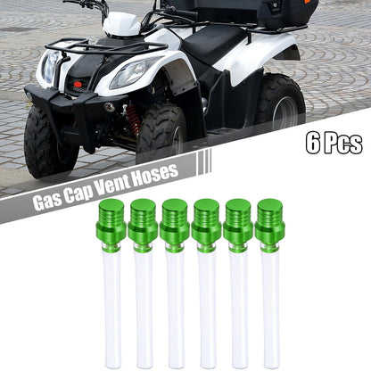6pcs Gas Fuel Cap Air Vent Hose Breather One Way Clear Tube Green