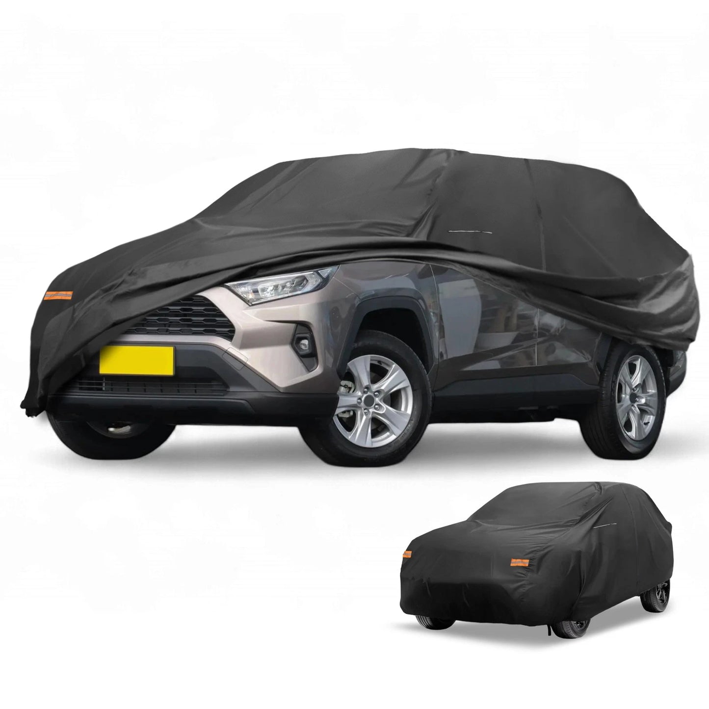 Car Cover Waterproof All Weather 210D PU for Toyota RAV4 Black with Zipper