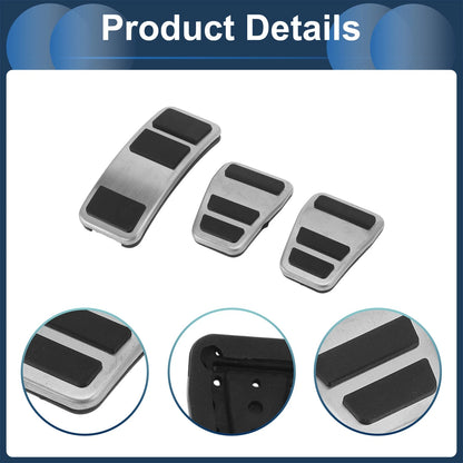 3 x Foot Accelerator Pedal Covers for Ford Fiesta (2013-2024) Silver Tone