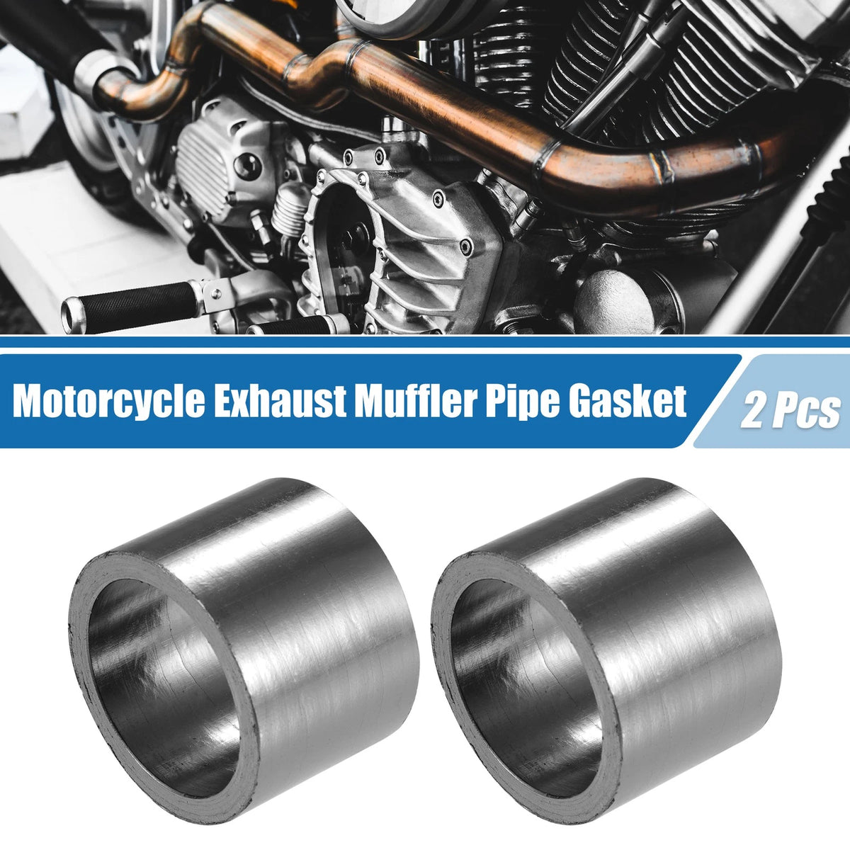 2 x Exhaust Muffler Pipe Gasket 48mm OD Seal Silencer Connector for Motorcycle