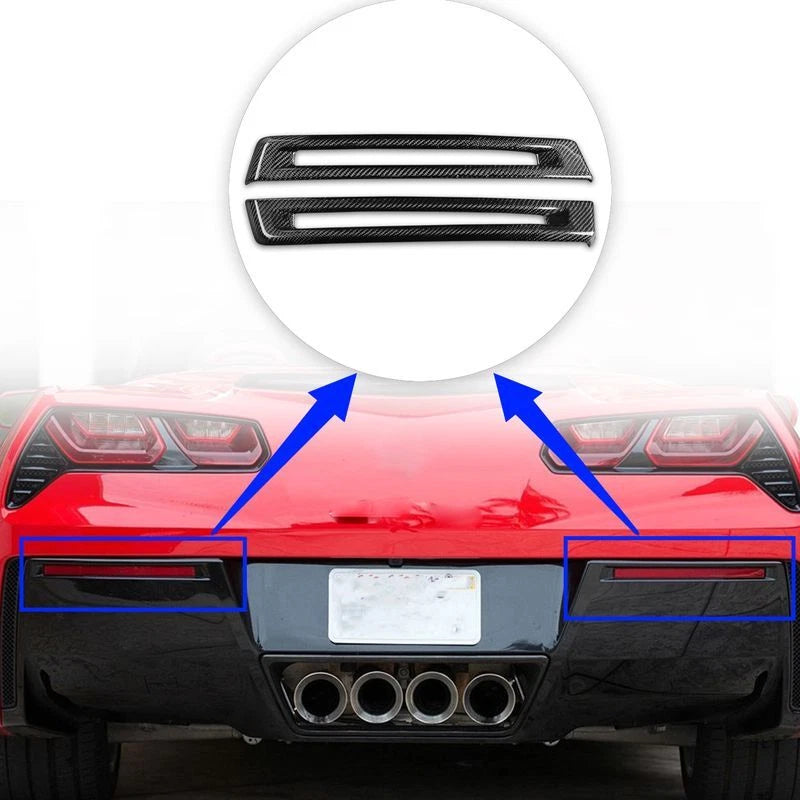 Real Carbon Fiber Rear Fog Light Lamp Cover Trim for Corvette C7 2014-2019