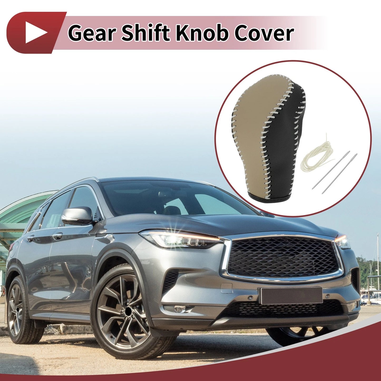 Gear Shift Knob Cover for EX35 (2008-2012) Faux Leather Black Beige