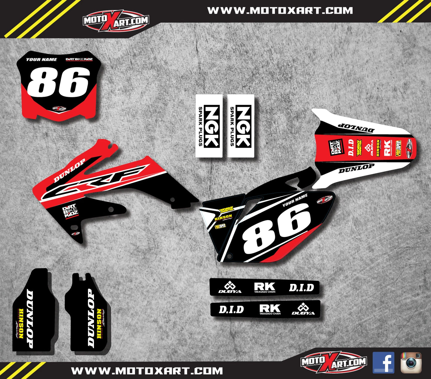 Full Custom Graphic Kit for Honda CRF 250 (2008-2009) - PYRO Style Stickers