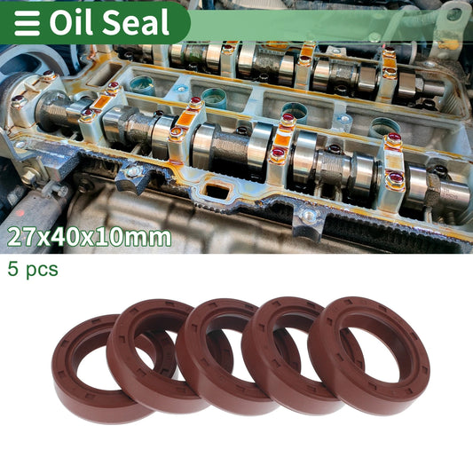 Oil Seal Rotary Shaft Seal FKM 27x40x10mm Brown 5 pcs