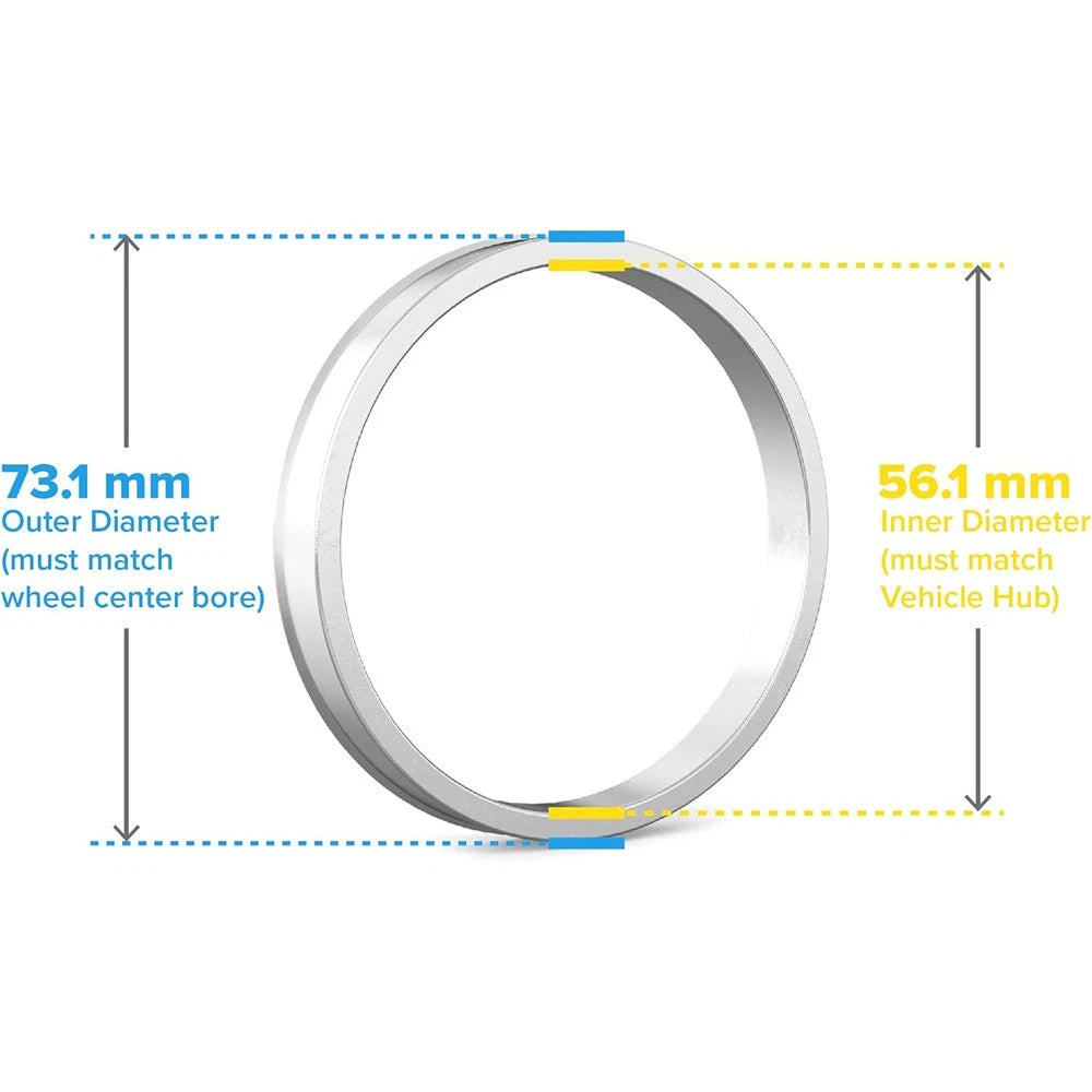 4 x 73.1 to 56.1 mm Aluminium Alloy Hub Centric Rings for Car Wheel Spacer