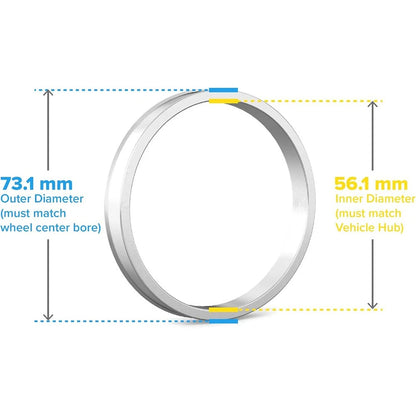 4 x 73.1 to 56.1 mm Aluminium Alloy Hub Centric Rings for Car Wheel Spacer