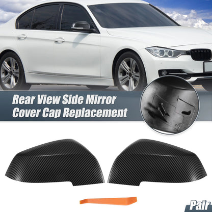 Pair Rearview Mirror Cover Cap Carbon Fiber Pattern for BMW 330i 320i 220i