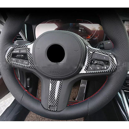 4PCS Carbon Fiber Steering Wheel Cover Trim for BMW 3 4 Series (2019–2023)