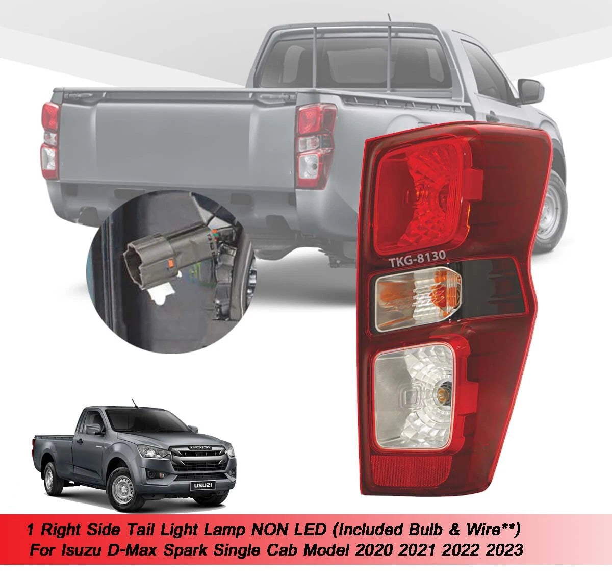 RH Tail Light Lamp w/ Bulb for Isuzu Dmax (2020-2023)