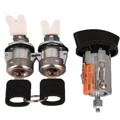Ignition switch door lock cylinder & 2 x tumbler barrels same key for Ford