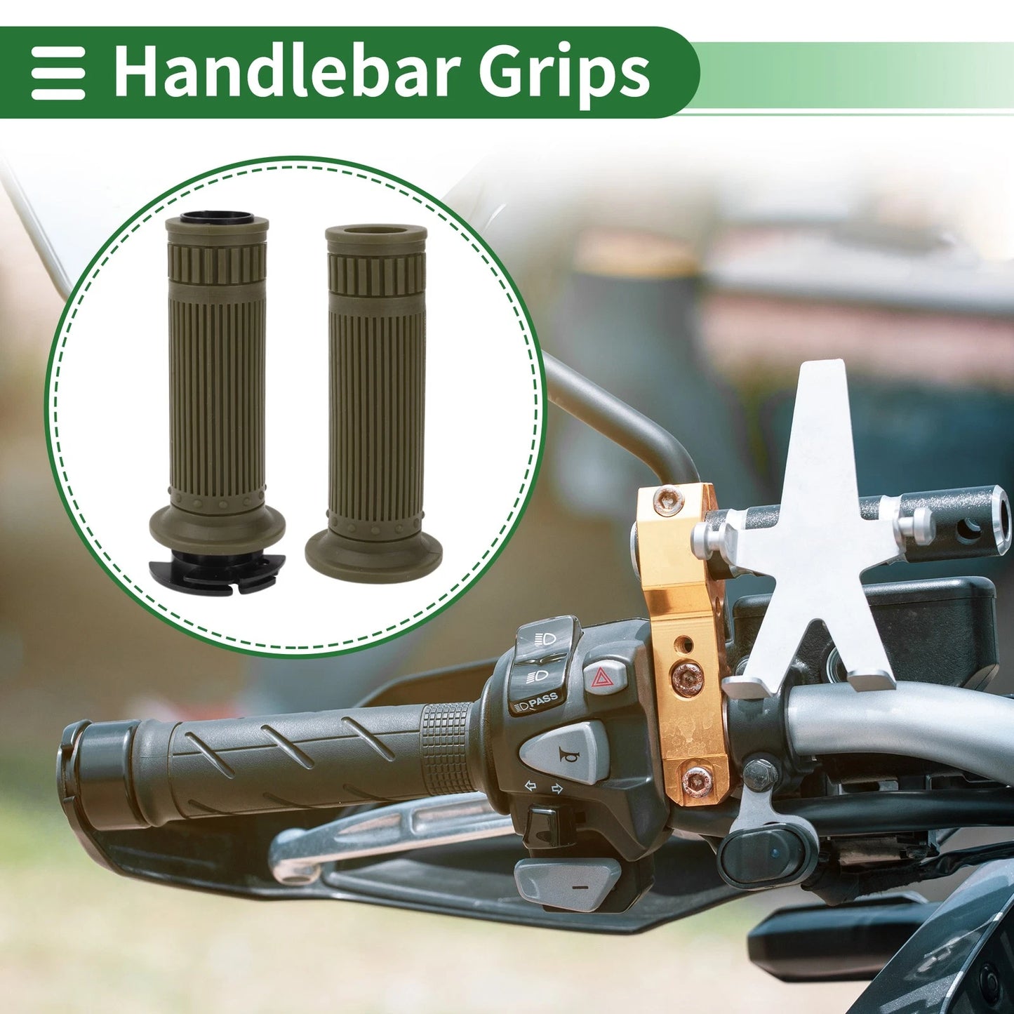 Grips 7/8" 22mm Hand Grips Cover Kit TPU Green for Motorcycle