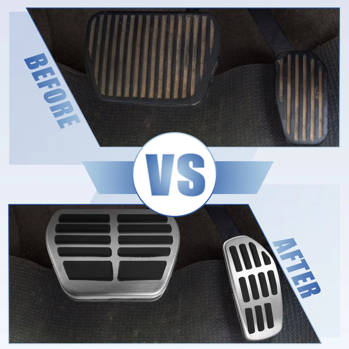 Brake Gas Accelerator Pedal Cover for Nissan 2014-2020 Silver Tone