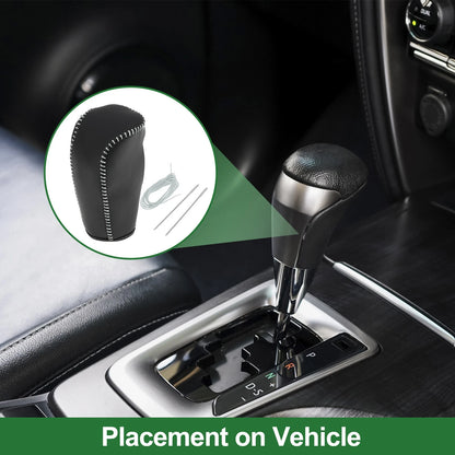 Car Gear Shift Knob Cover for Volvo S80 (2007-2012) Black Grey Faux Leather
