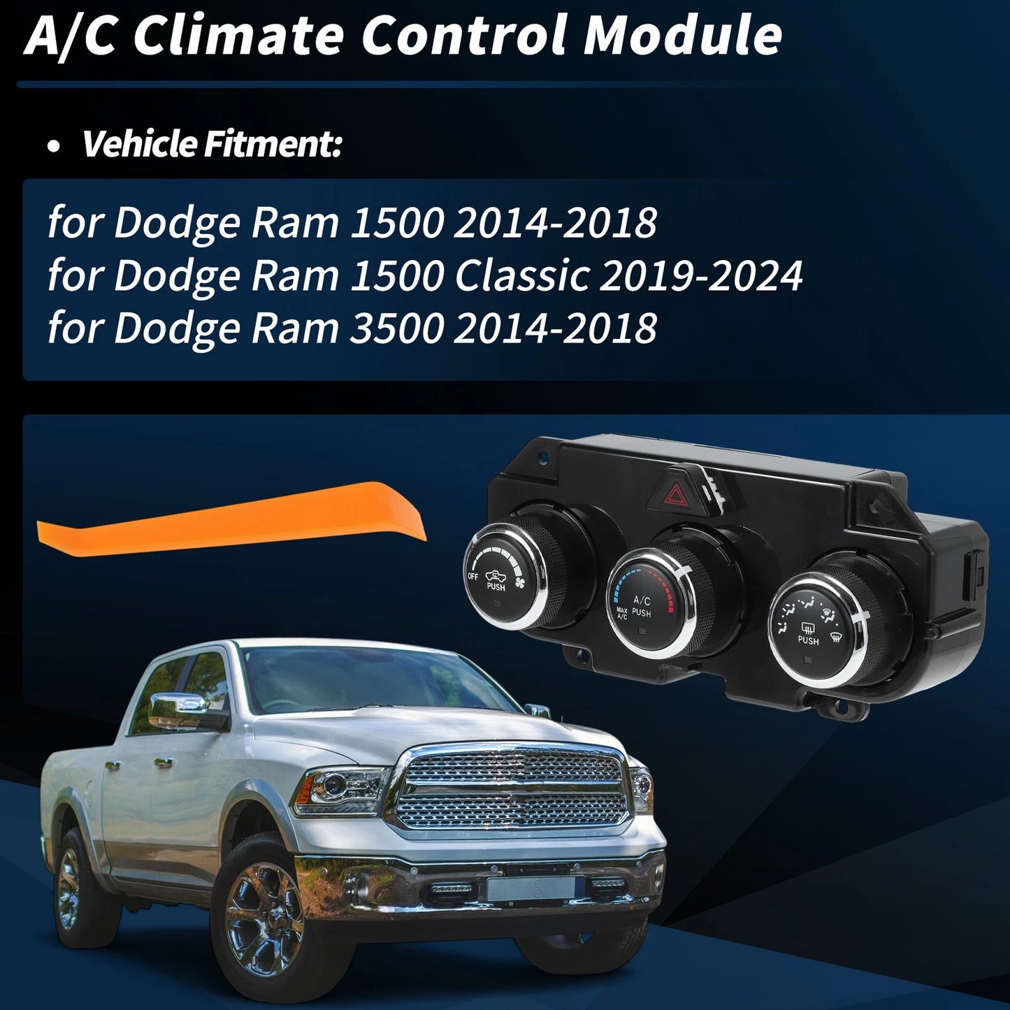 A/C Heater Climate Control Module Panel for Ram 1500 (2014-2018)