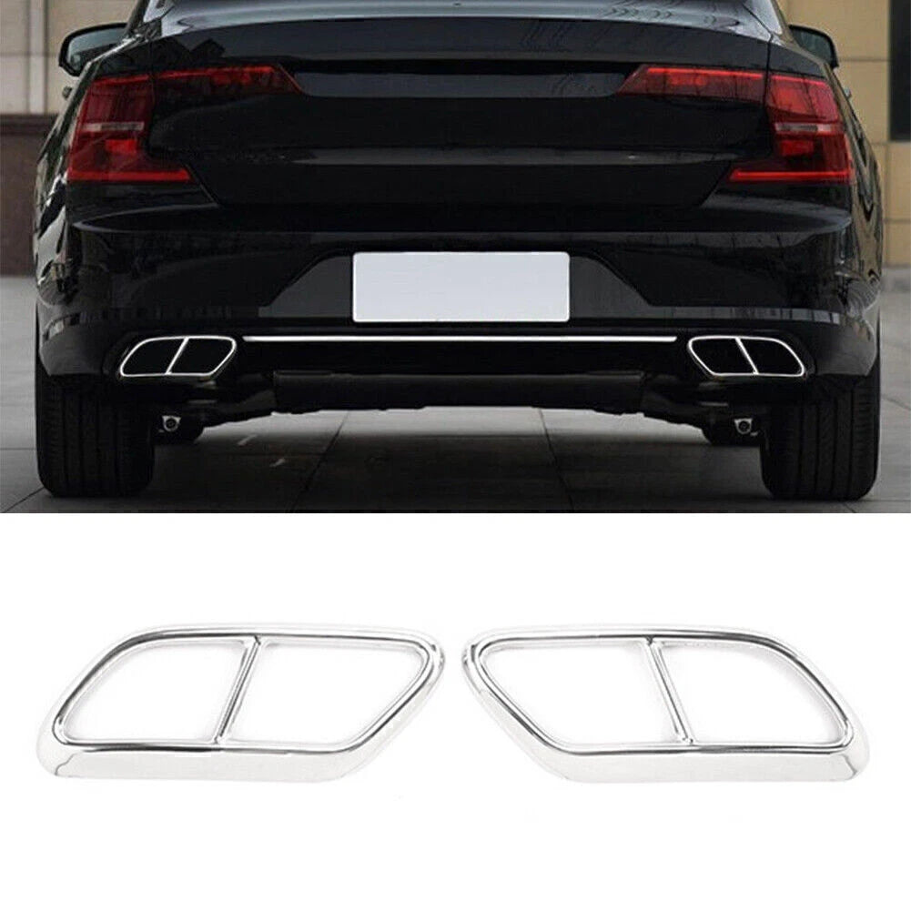 2 x Rear Exhaust Muffler Tail Pipe Covers for Volvo V90 S90 (2016-2020)