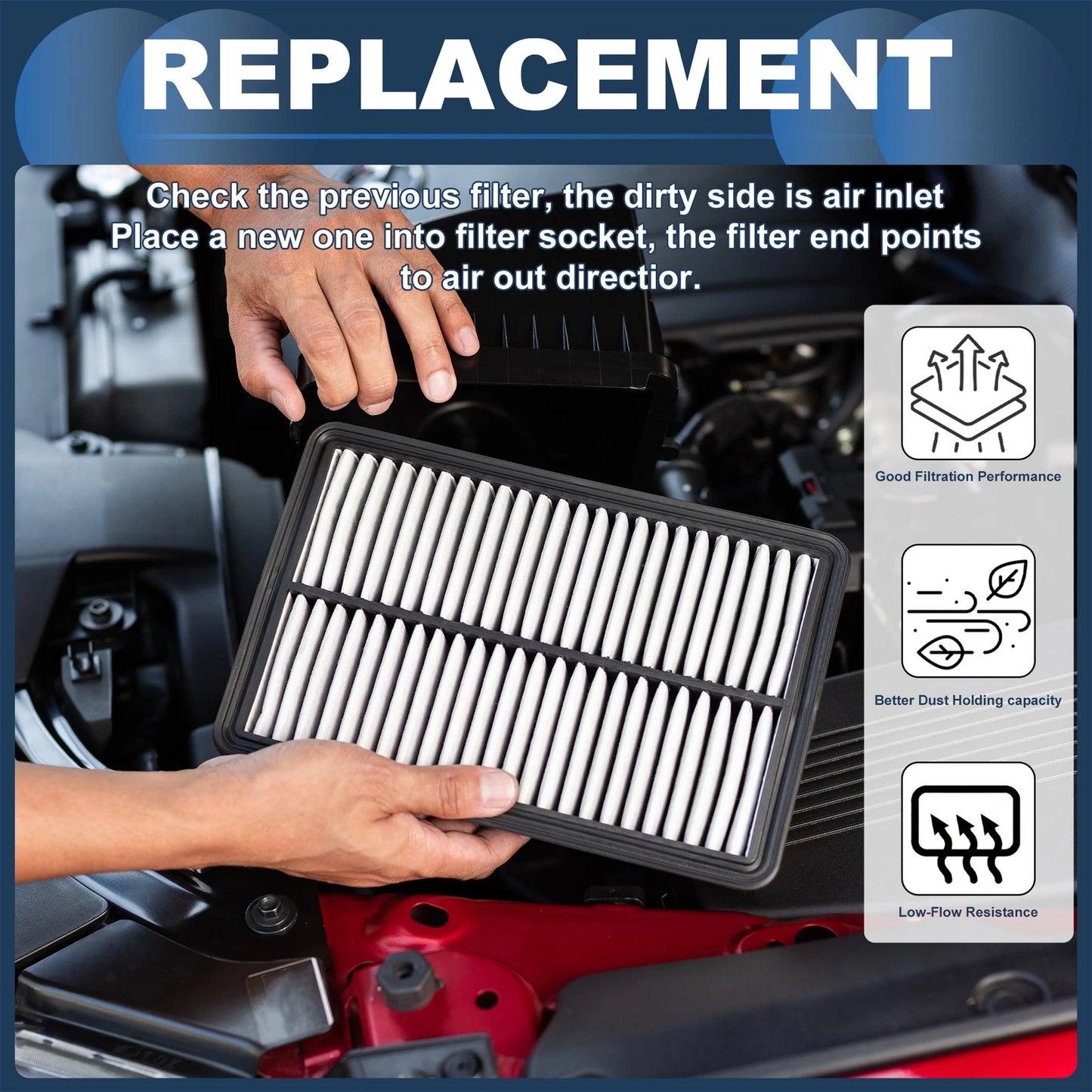 1 pc Car Engine Air Filter for Acura RDX 2.0L (2019-2024)