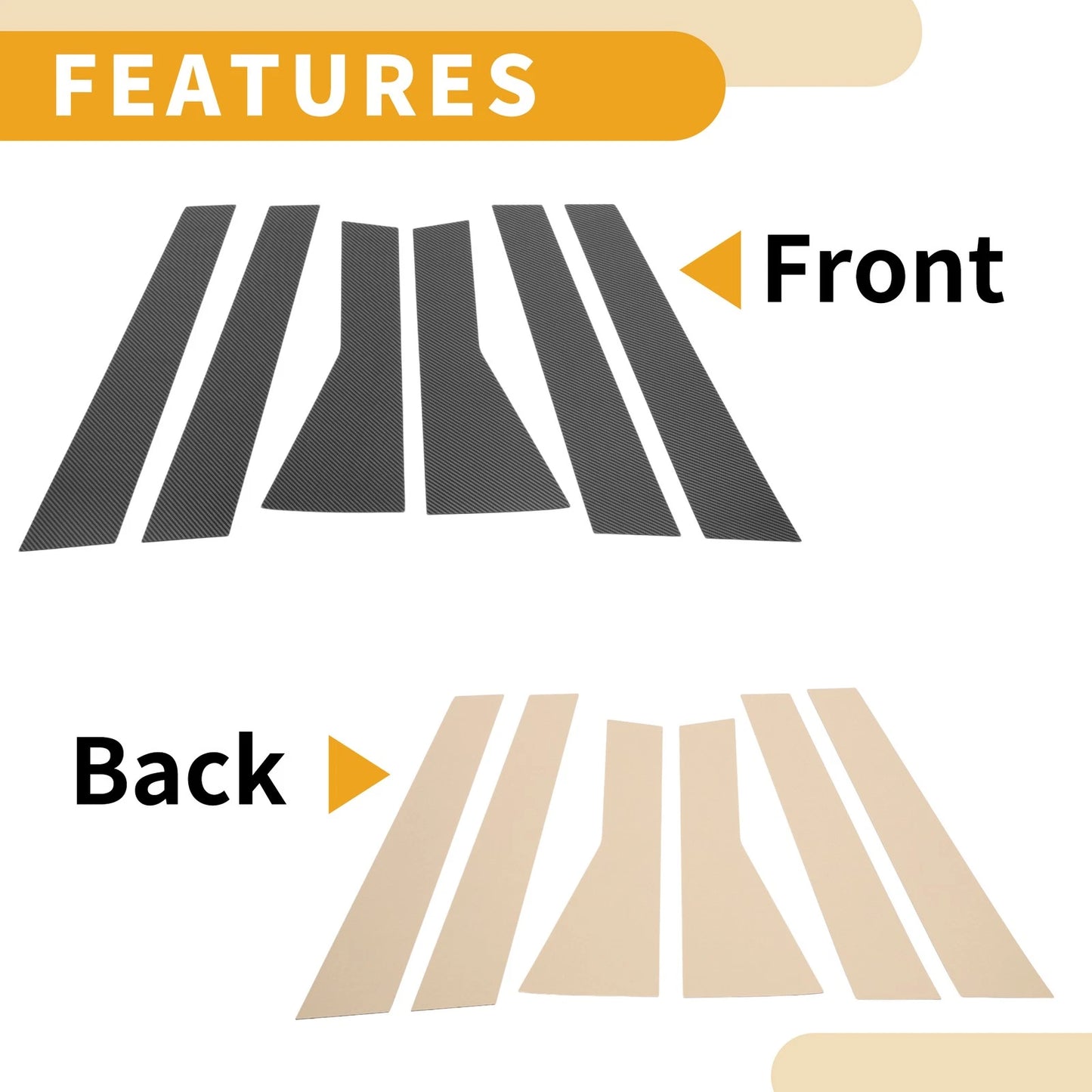 6 Pcs Black Carbon Fiber Car Pillar Window Trim Cover for Subaru Forester (19-23)