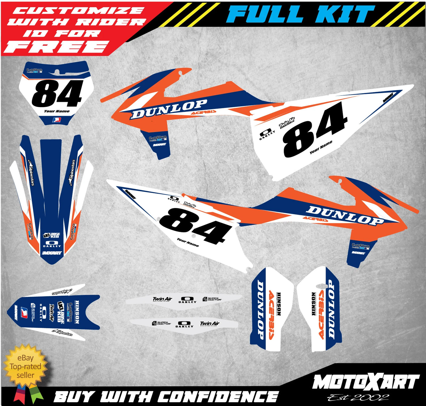 Custom Graphics Kit for KTM SX SXF 125 250 450 (2019-2021) FORCE Decals