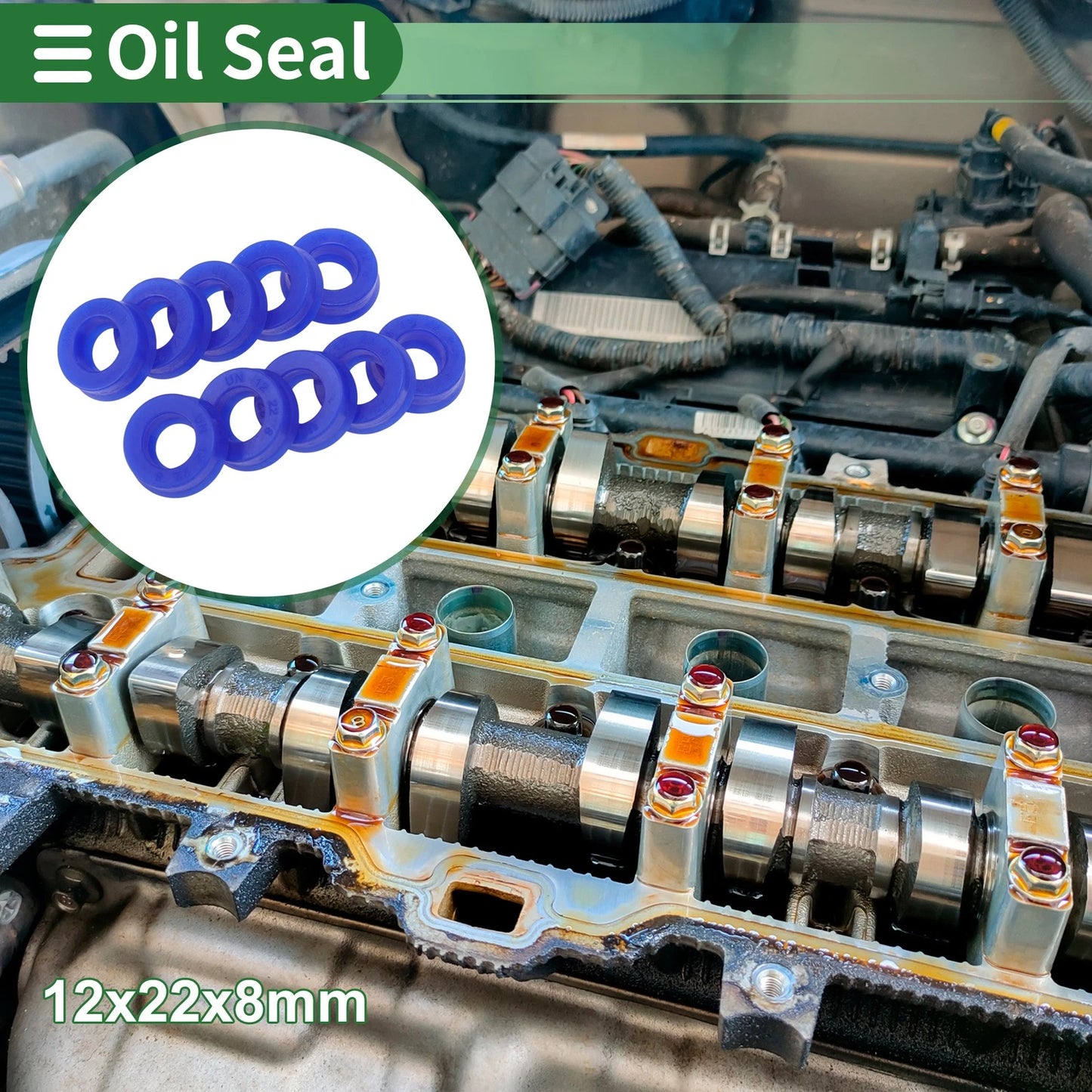 Oil Seal Rotary Shaft Seal TPU 12x22x8mm High Pressure Blue 10 Pcs