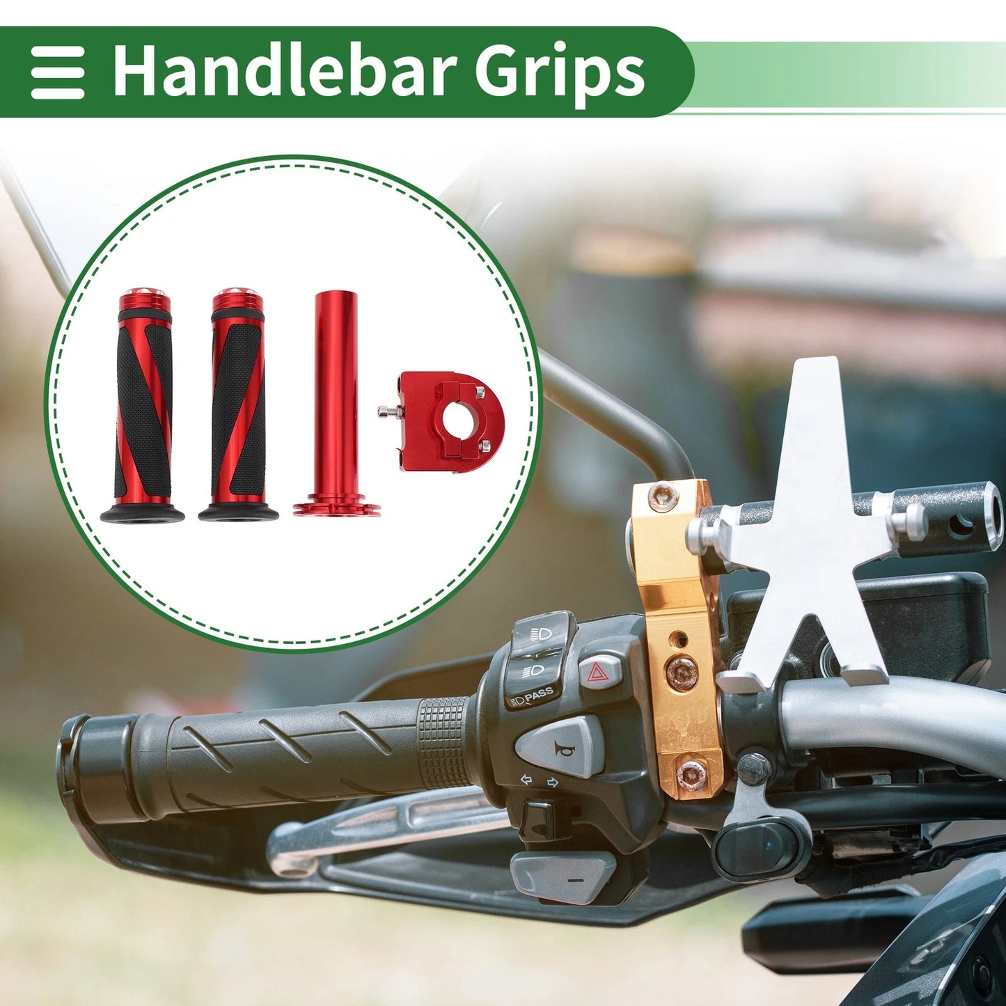 Hand Grips Cover Kit for Motorcycle Handlebar End Grips Diamond Twill Pattern