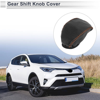 1 Pc Gear Shift Knob Cover for Toyota RAV4 Pebbled Black Brown (2019–2024)