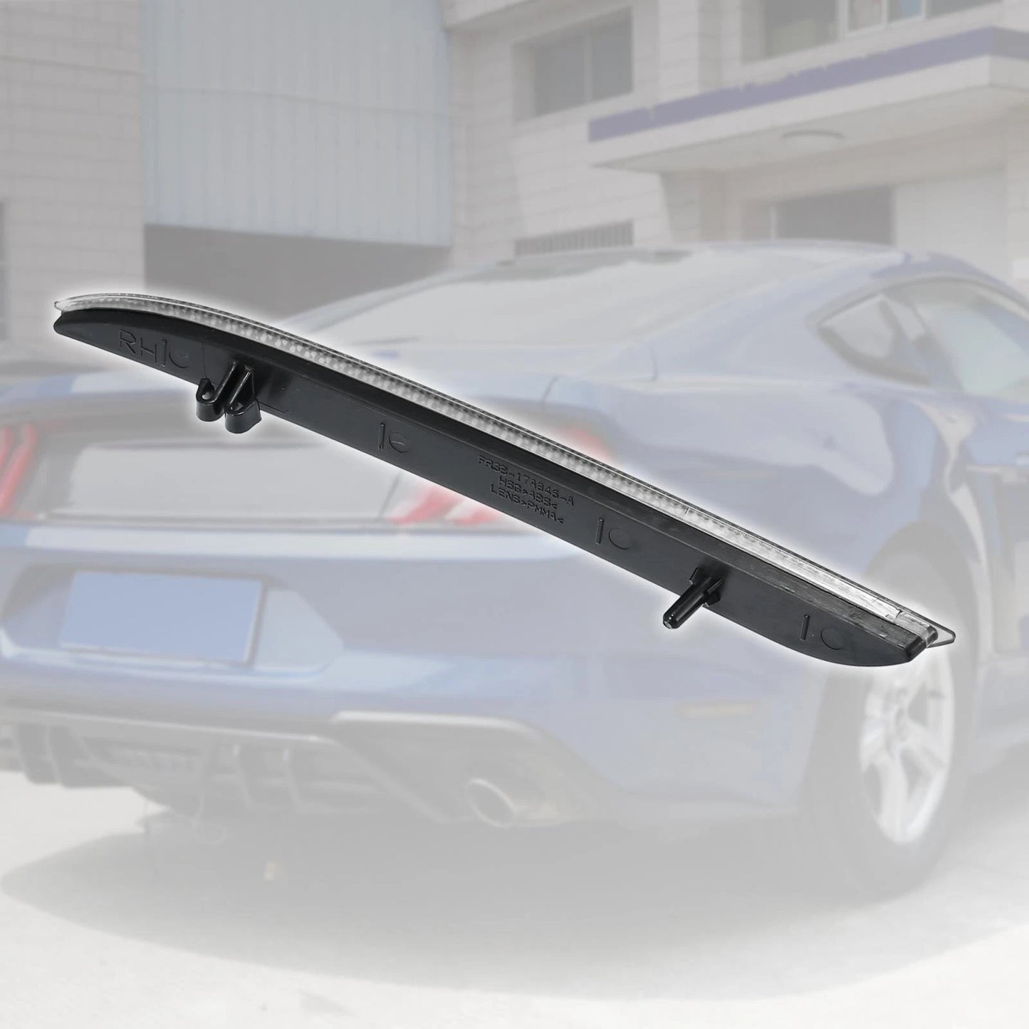 Bumper Reflector Stickers 2 x for Ford Mustang (2015-2023) Smoked Black