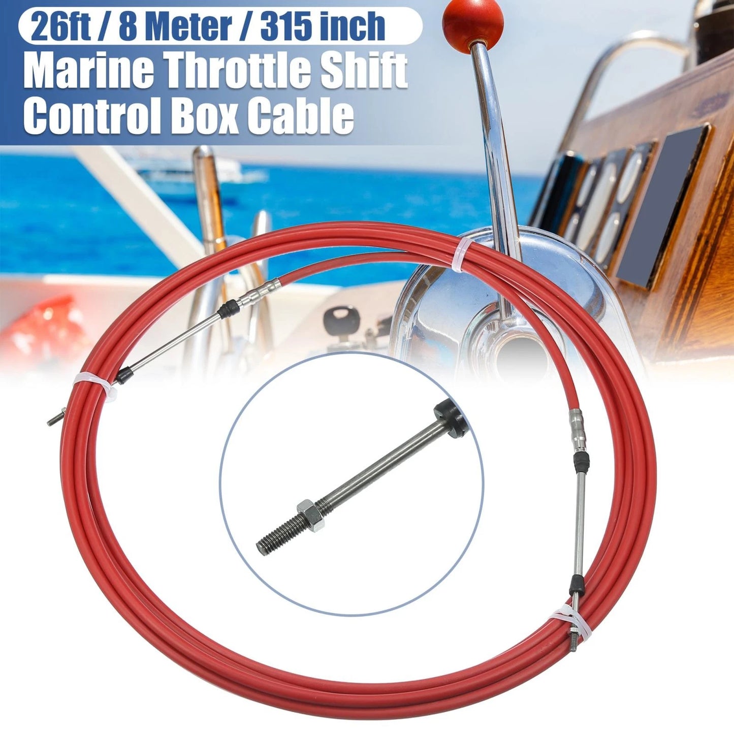 1pc 26ft 315in Marine Type Shift Remote Control Box Cable for Yamaha