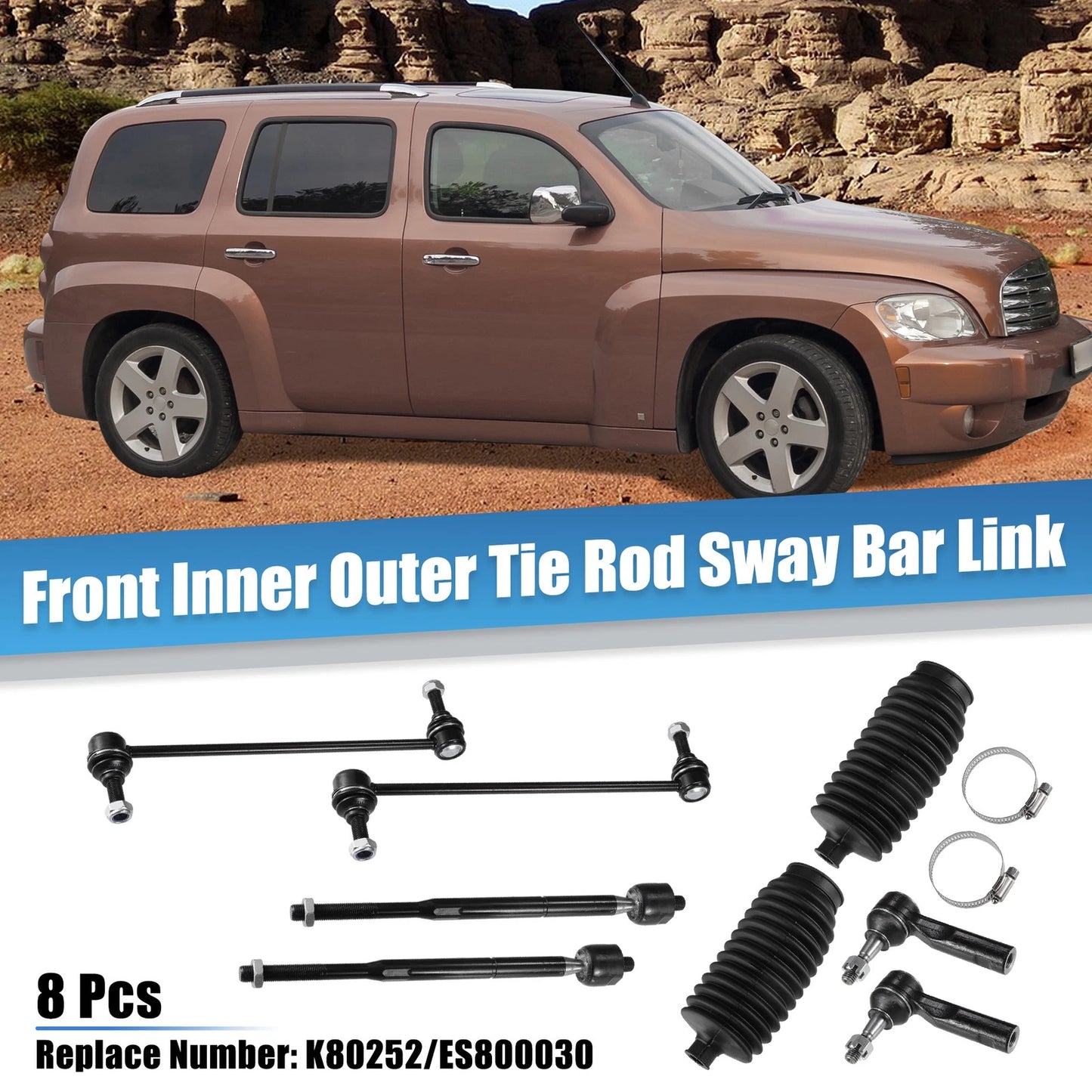 8 Pcs Front Inner Outer Tie Rod Sway Bar Link for Chevrolet Cobalt (2005-2010)