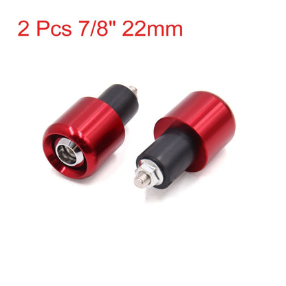 2 x Red Alum Alloy 7/8" 22mm Handlebar End Cap Grip for Motorcycle Scooter