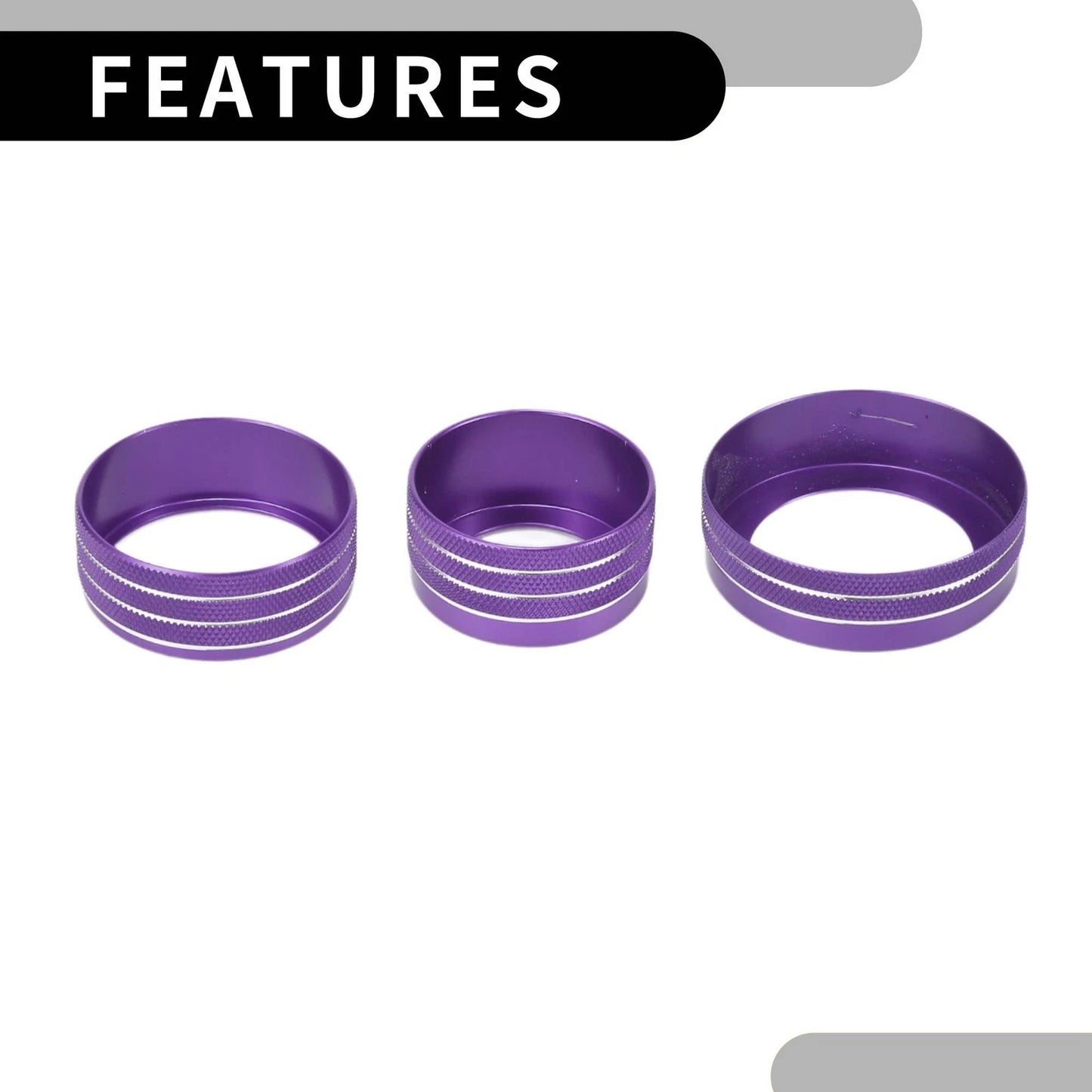 AC Headlight Media Switch Knob Cover Ring for Jeep Wrangler (2018-2023) 6 Pcs