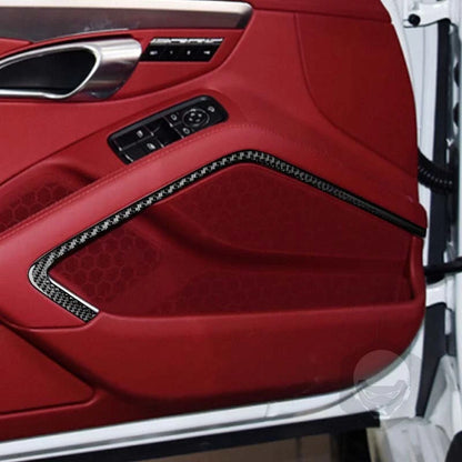Real Carbon Fiber Side Door Panel Strip Cover Trim Fit For Porsche 718 2016-2023