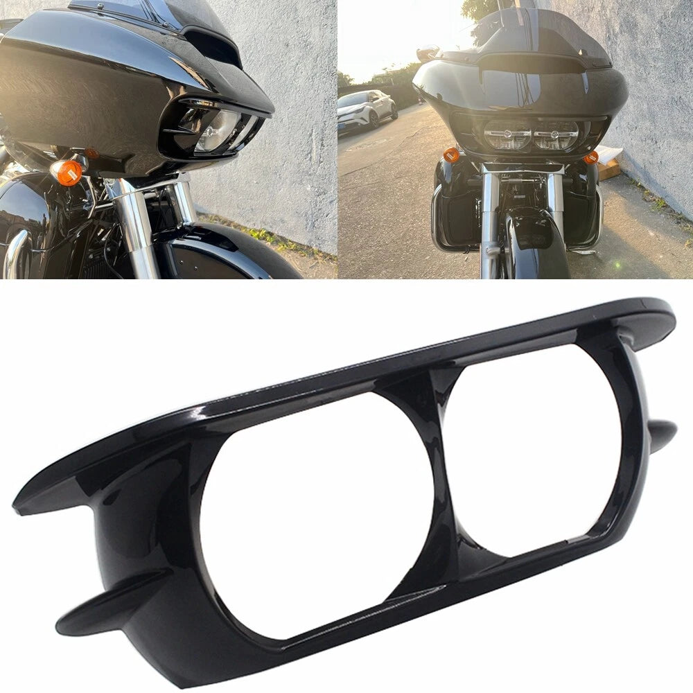 Black Headlight Lamp Trim Cover Bezel for Harley Road Glide (2015-2023)