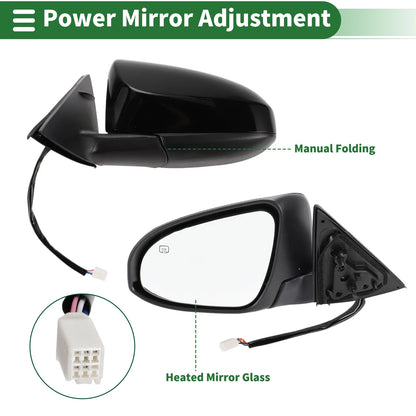 Left Side Door Mirror for Toyota Camry (2012-2014) Manual Folding Gloss Black