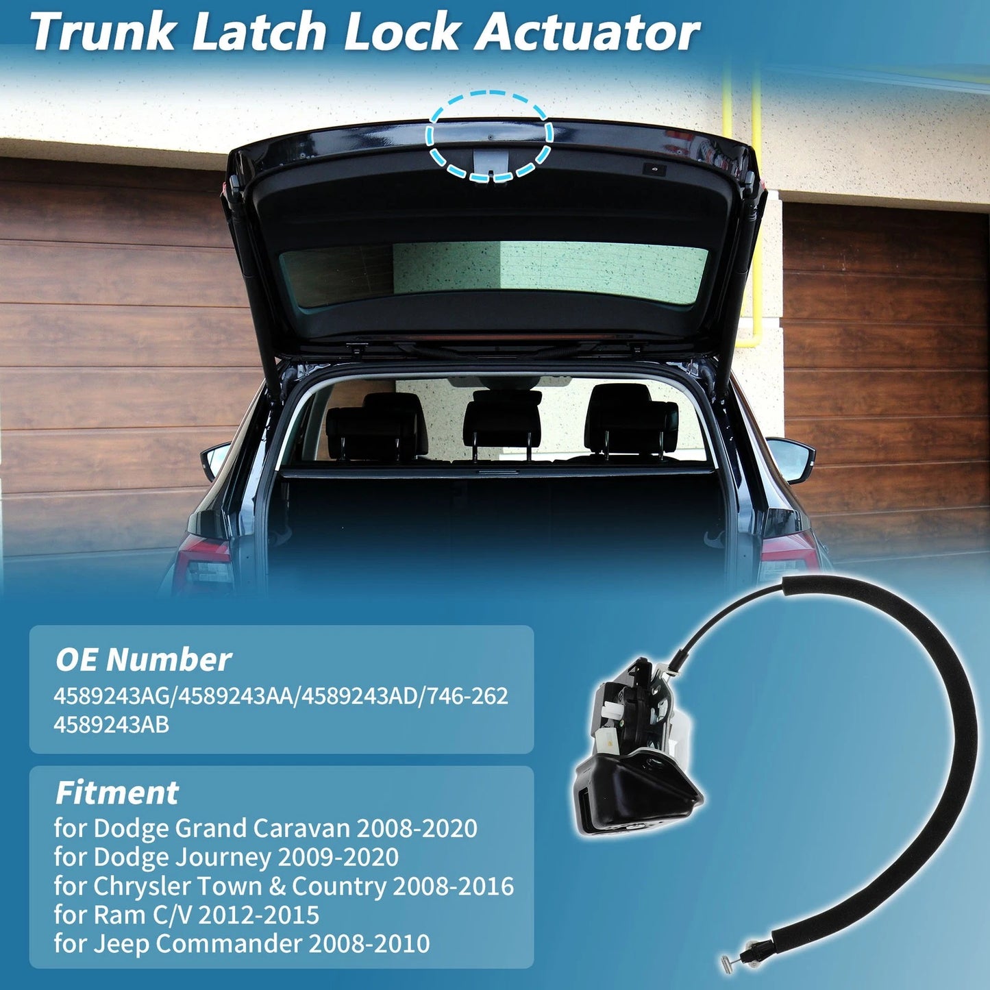 Trunk Latch Actuator for Dodge Grand Caravan Journey Ram C/V