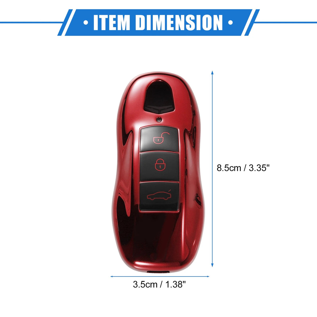 3 Button Car Remote Key Fob Cover for Porsche Macan TPU Red (2014-2022)