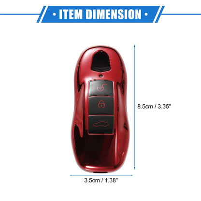3 Button Car Remote Key Fob Cover for Porsche Macan TPU Red (2014-2022)