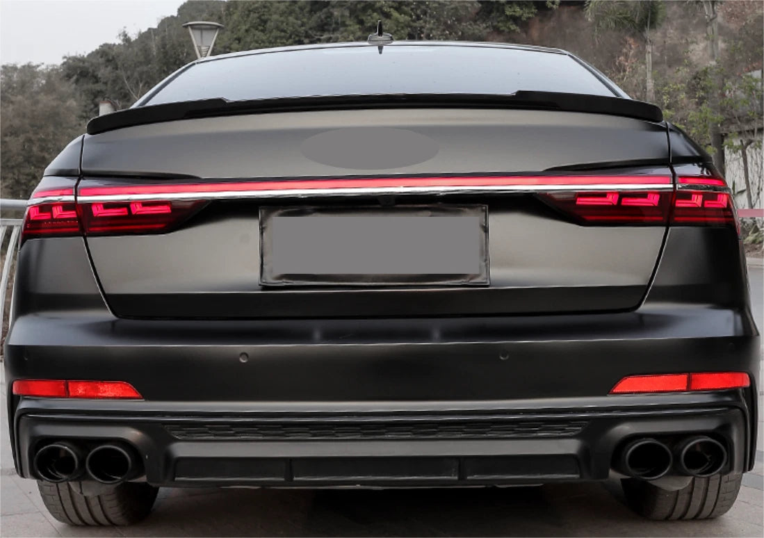Rear Trunk Spoiler Wing Glossy Black for Audi A6 C8 Sedan 2019-2023