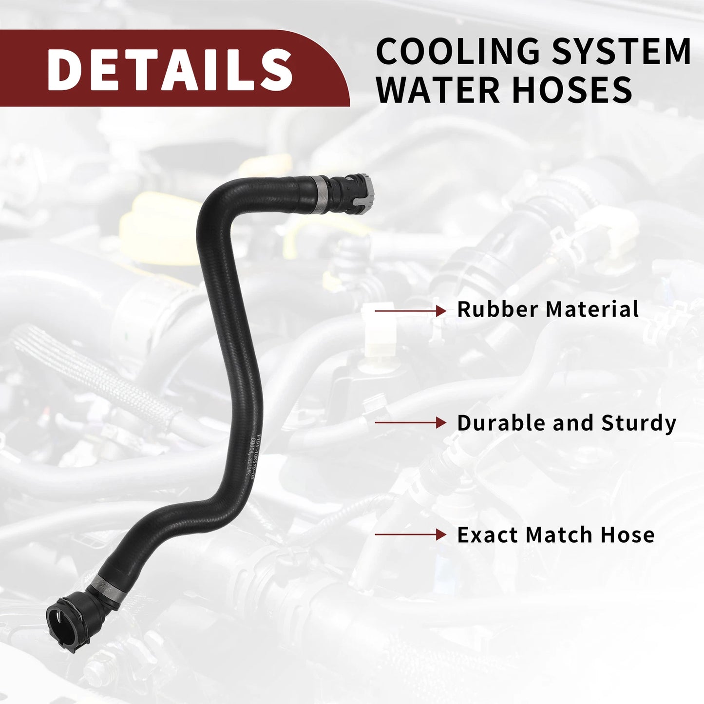 Water Heater Hose for Ford C-Max (2015-2019) - Black 1 x Piece