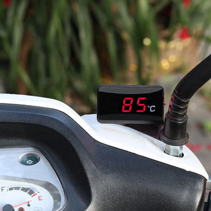 Digital Display Thermometer for Motorcycle - Water Temperature Gauge - Black