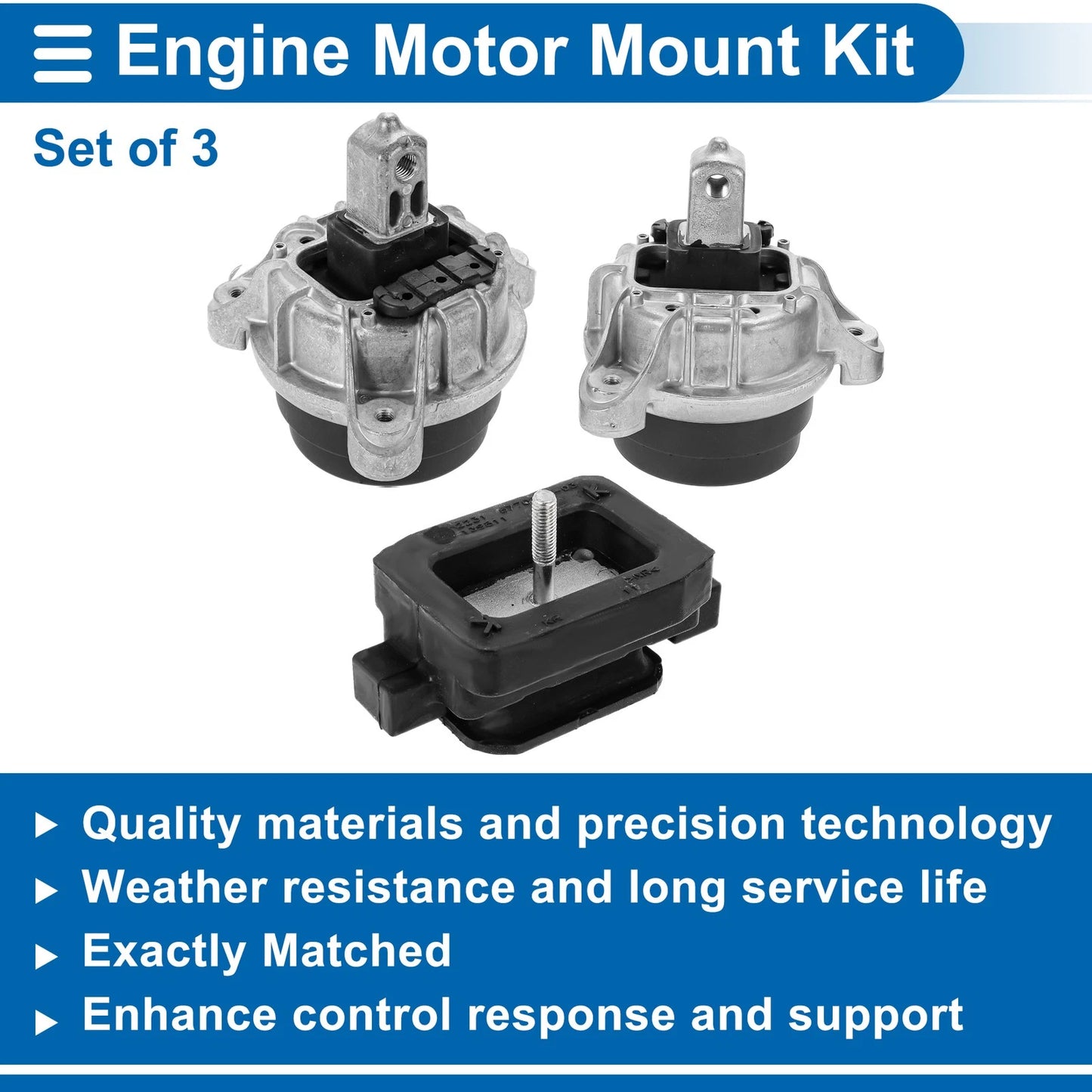 3 Pcs Engine Motor Mounts for BMW 520I (2014-2016)